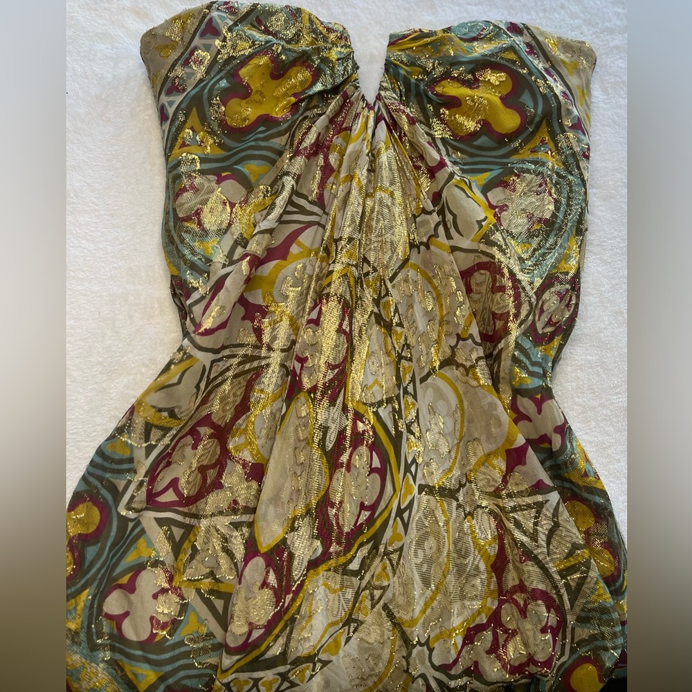 Nicole Miller Collection Silk Blend Shimmer Ruched Dress size 2